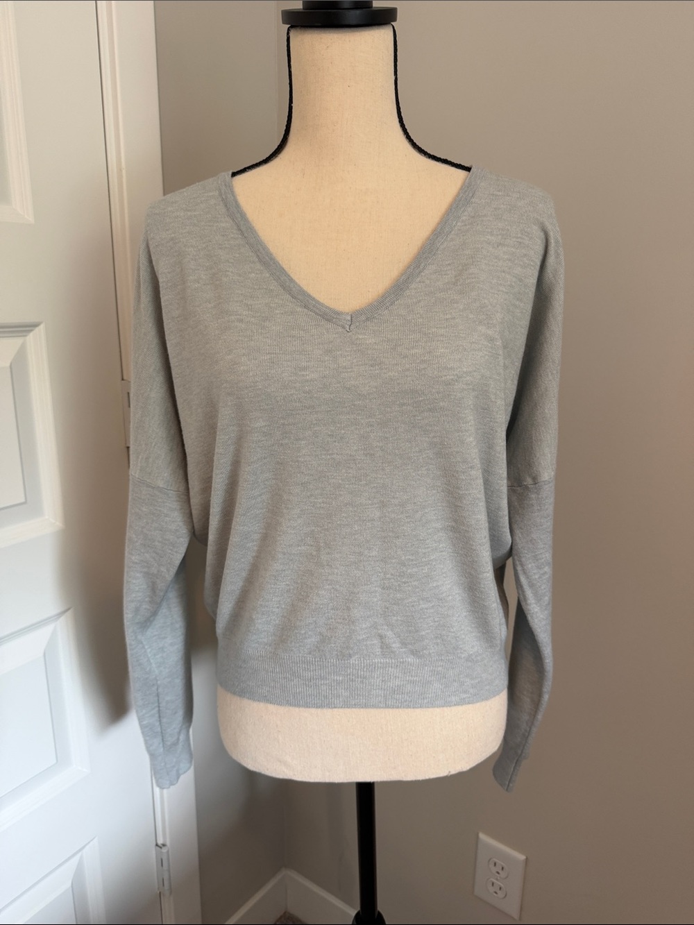 Women's Crisscross Open-Back Shirt in Light Gray - Picture 2 of 5